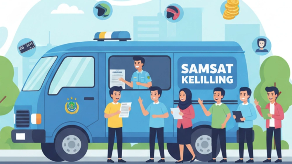 Ilustrasi warga Jadetabek manfaatkan layanan samsat keliling [Goggle AI]