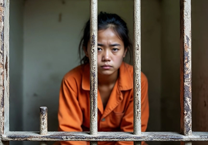 Ilustrasi seorang wanita selundupkan narkoba melalui organ intim atau vagina [Meta AI]