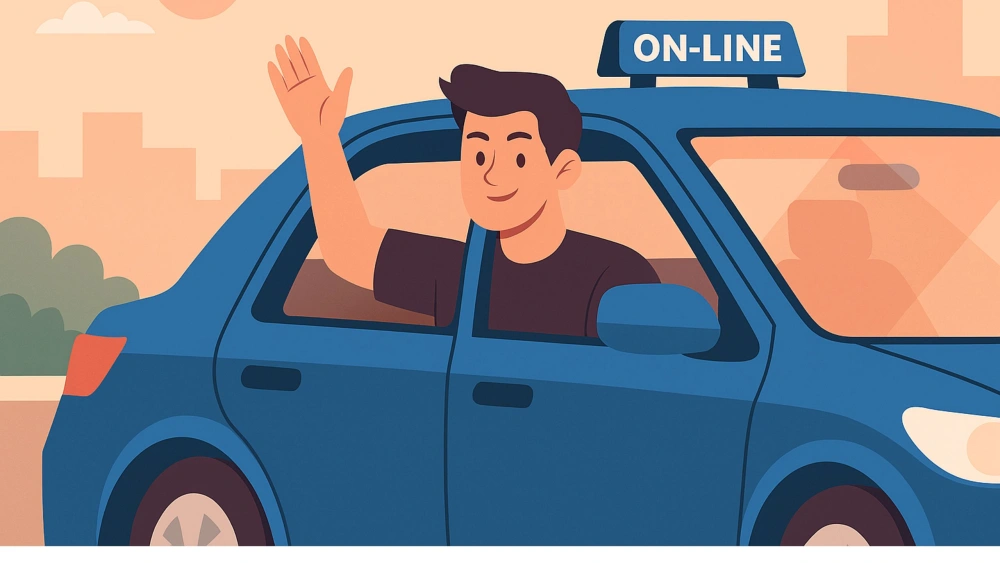 Ilustrasi sopir taksi online. [ftnew-copilot]