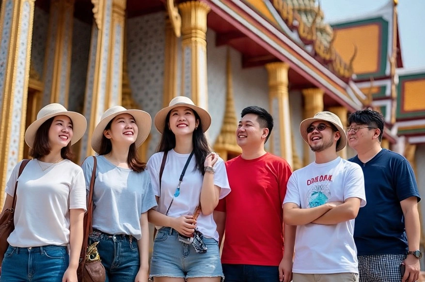 Ilustrasi turis Tiongkok sedang berkunjung ke Thailand [Meta AI]