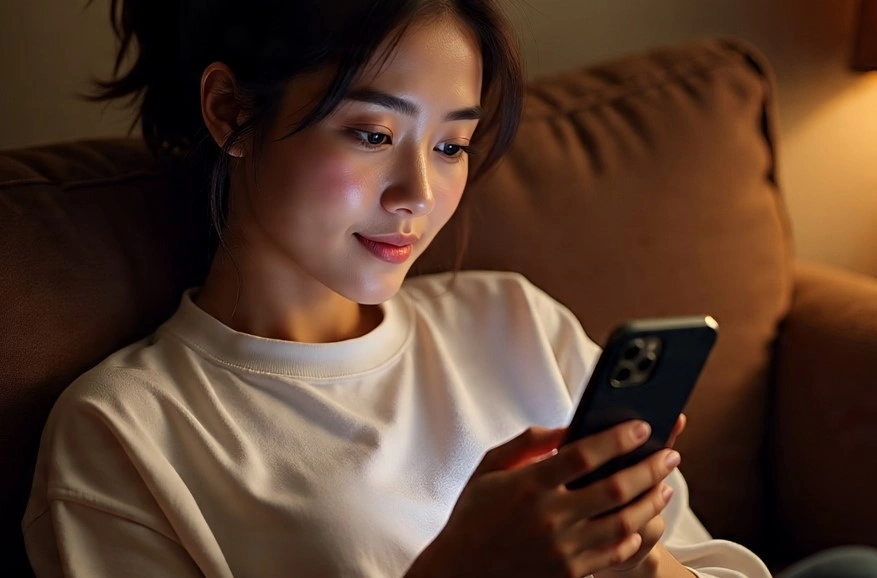 Ilustrasi nonton video viral di media sosial. [Meta AI]