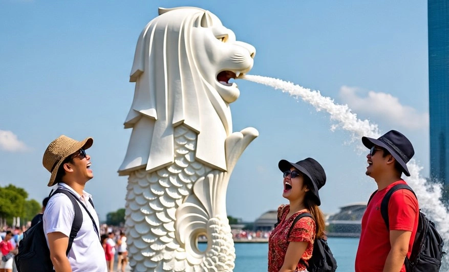 Ilustrasi warga Indonesia yang memilih bekerja di Singapura [Meta AI]