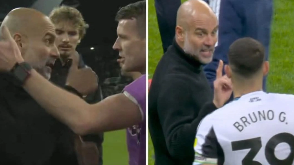 Pep Guardiola adu mulut dengan Bruno Gumaires. [Instagram]