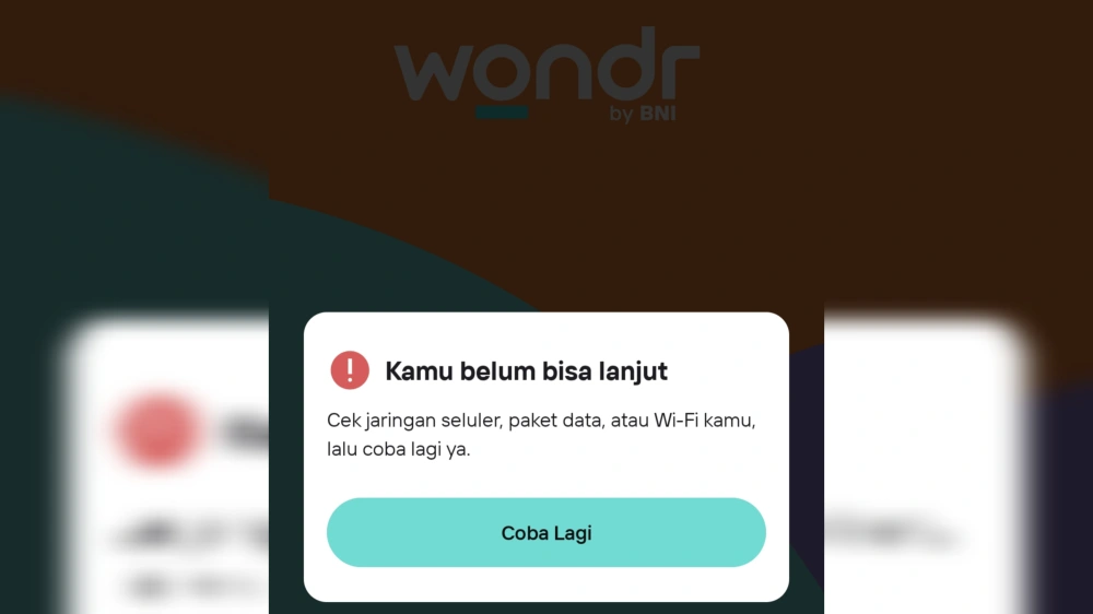Wondr BNI error. [FT News/Reza D Syahputra]