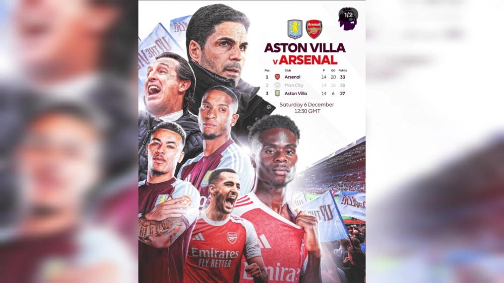 Aston Villa vs Arsenal. [Instagram]