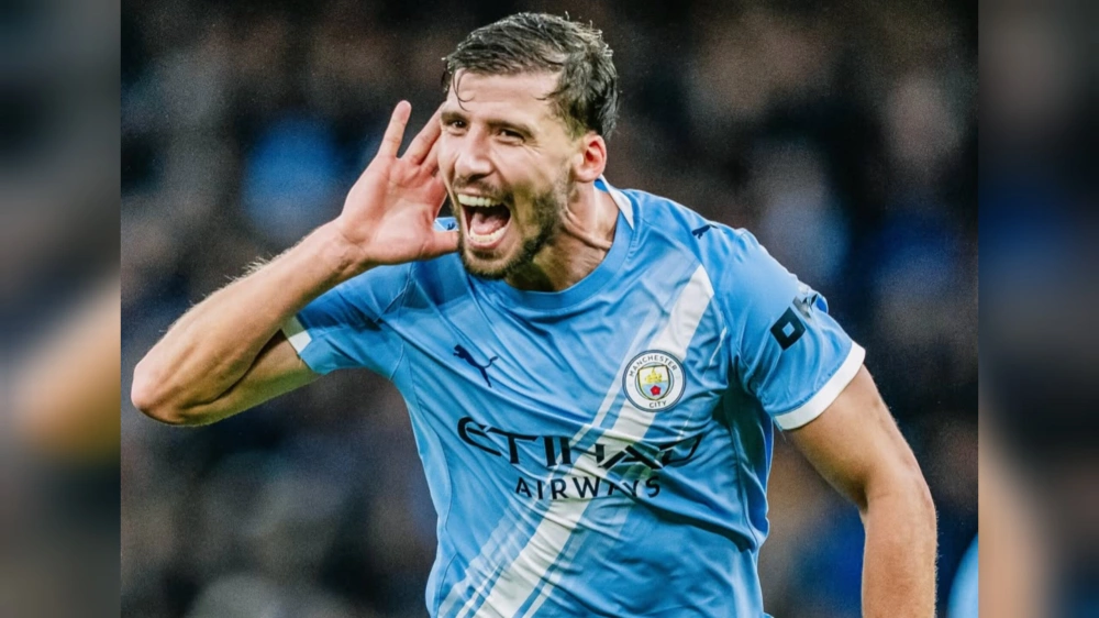 Ruben Dias buka keunggulan Man City. [Instagram/@mancity]