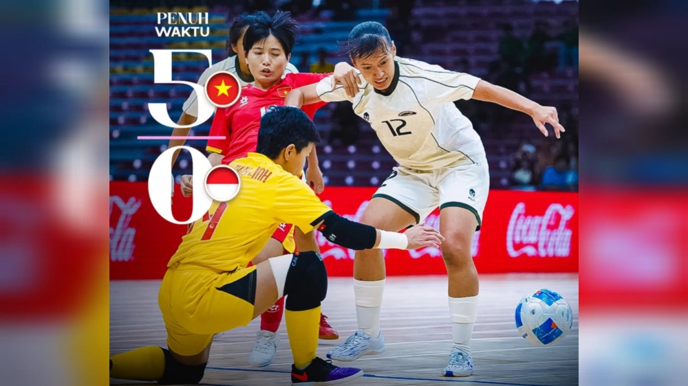 Hasil akhir Timnas Futsal Putri Indonesia vs Vietnam. [Instagram/@timnasfutsal]