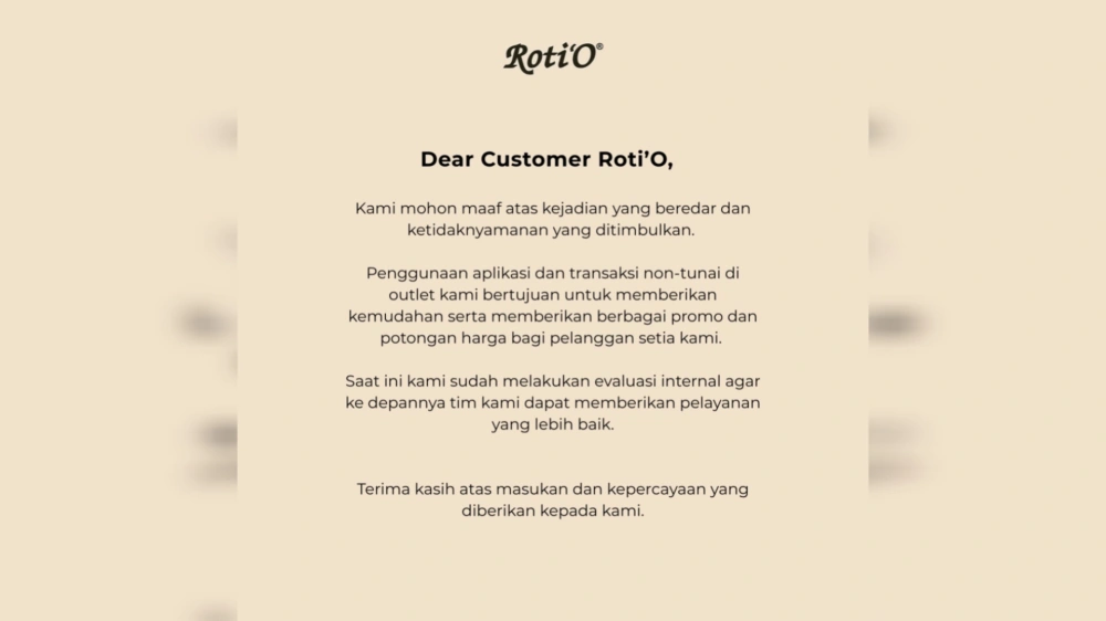 Roti O minta maaf. [Instagram]