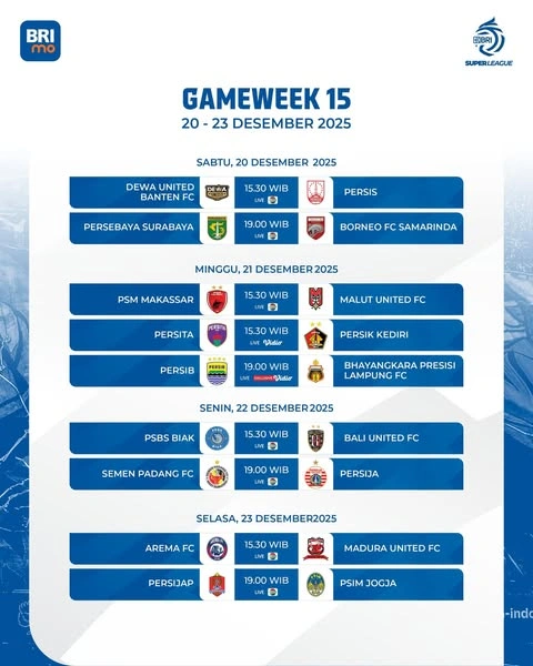 Jadwa pekan 15. [ig @liga1match]
