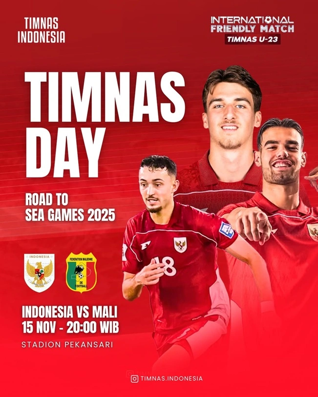 Poster jadwal pertandingan Timnas U-22 Indonesia vs Mali. [Instagram]