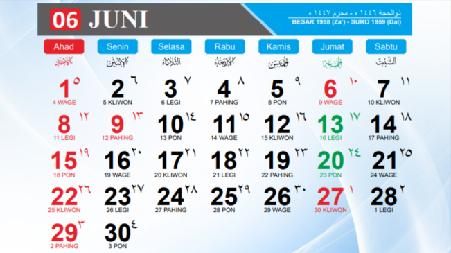 Kalender Juni 2025: Libur Idul Adha dan Ada Dua Long Weekend!
