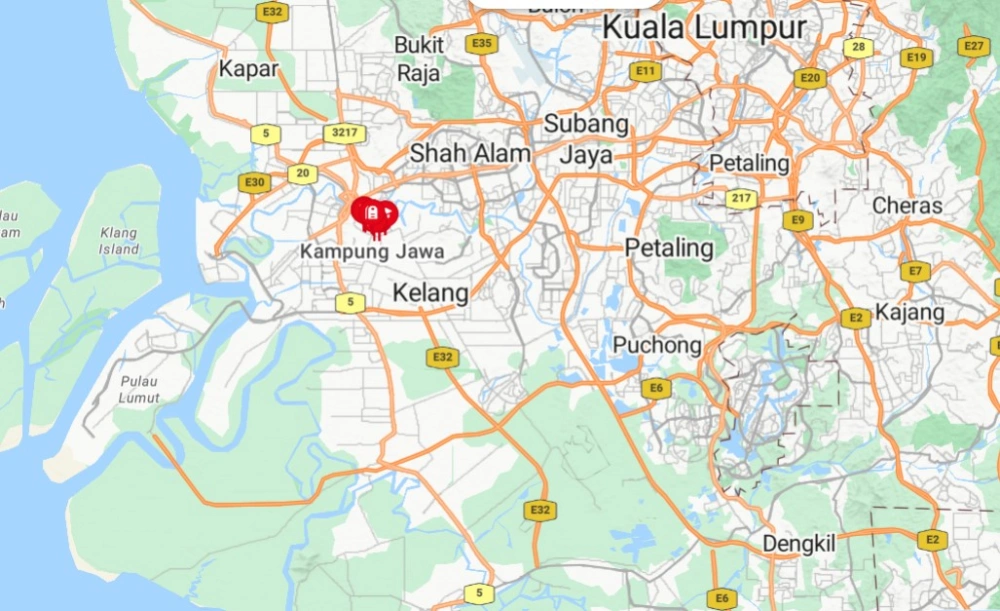 Kampung Jawa di Klang, Selangor, Malaysia digusur polisi [Google Maps]