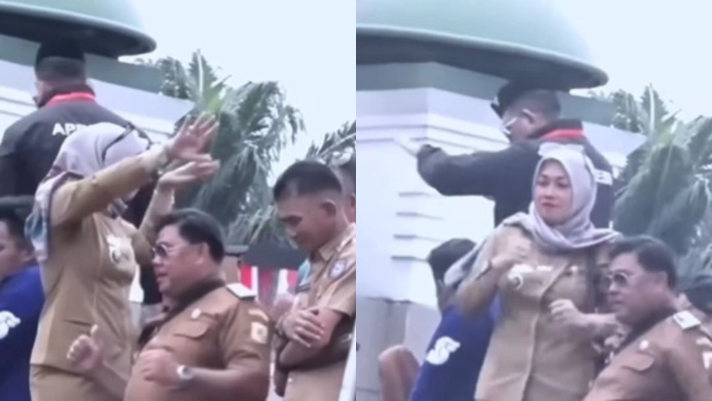 Kepala Desa Icha saat demo di Jakarta. [instagram]