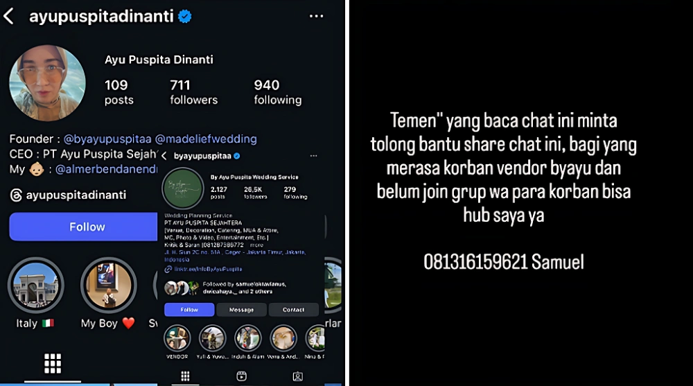 Ada ratusan korban yang sudah melapor ke polisi usai ditipu Ayu Puspita. [Instagram]