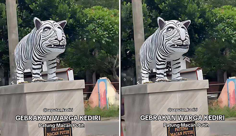 Niat Jadi Ikon Desa, Patung Macan Putih di Kediri Malah Bikin Ngakak
