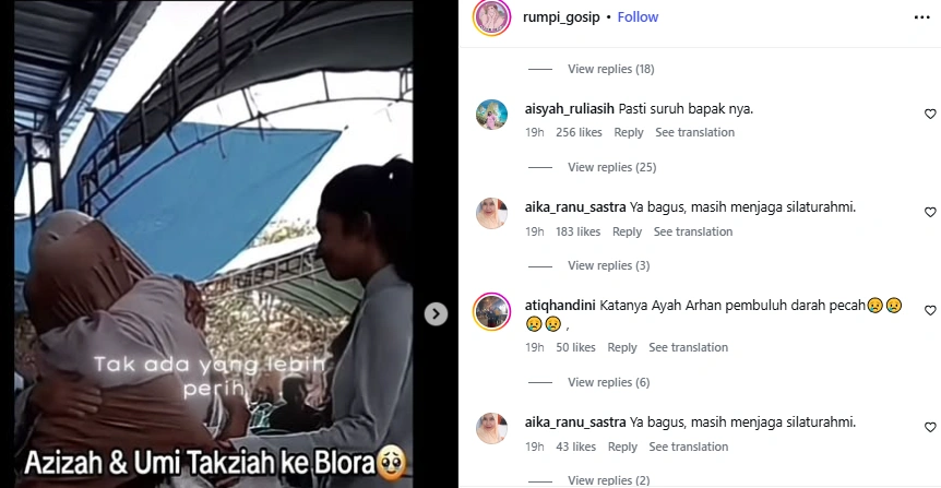 Komentar Netizen Mengenai Kedatangan Azizah (Instagram)