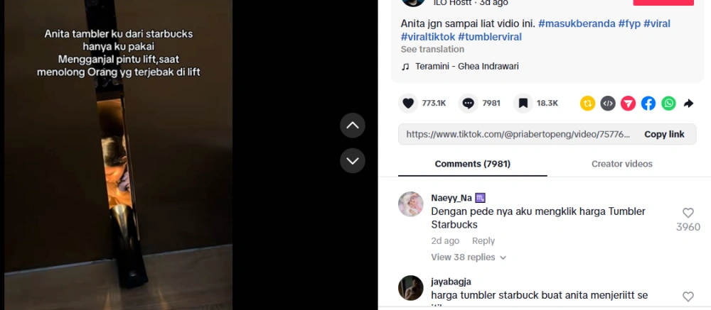 Komentar netizen mengenai tumbler 