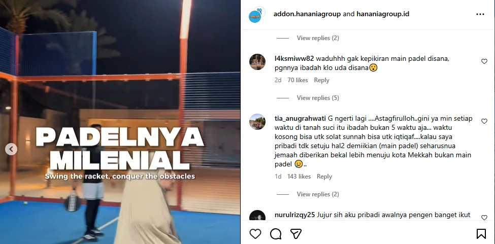 Komentar postingan padel [instagram.com/hananiagroup.id]