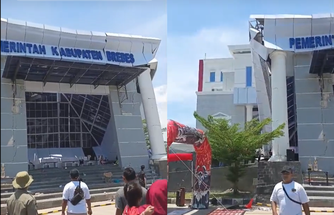 Miris! Atap Gedung Rp120 Miliar KPT Brebes Ambruk, Padahal Baru 3 Tahun Berdiri