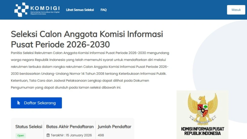 Kemkomdigi Buka Lowongan Kerja Anggota Komisi Informasi Pusat, Cek Syaratnya!