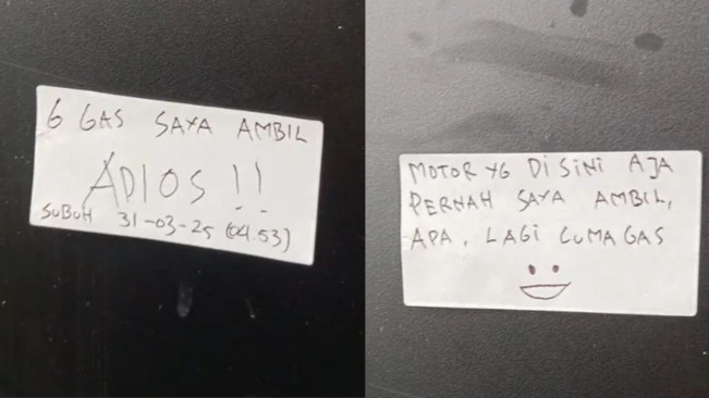 Viral Maling Gas Elpiji Tinggalkan Catatan: Motor yang di Sini Aja Pernah Saya Ambil