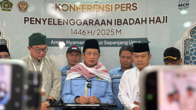Menag Nasaruddin beri keterangan pers. (kemenag.go.id)