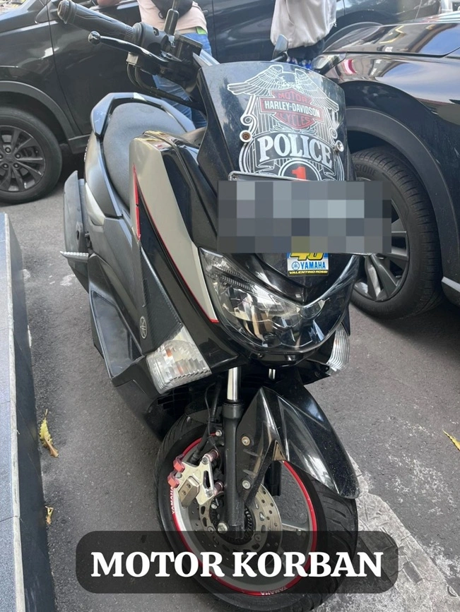 Barang bukti motor korban turut diamankan polisi dalam kasus pengeroyokan di Koja, Jakarta Utara. [Ist]