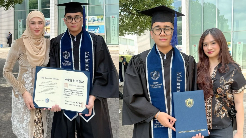 Mulan Jameela bersama kedua anaknya Tiara Savitri dan Rafly Aziz. [Instagram]