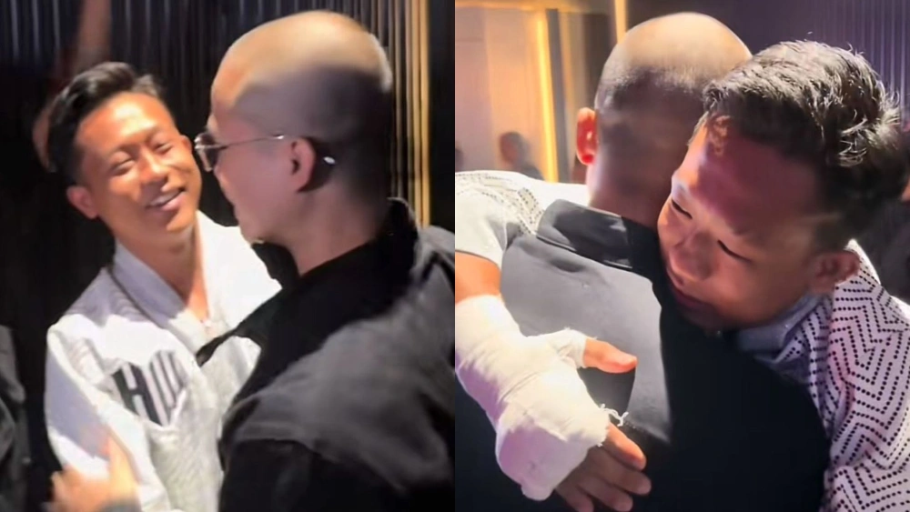 Cellos memberikan semangat kepada Paris Pernandes sebelum pertandingan. [Instagram]