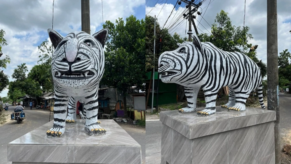 Bentuknya Tak Lazim, Viral Patung Macan Putih di Kediri Tuai Perbincangan