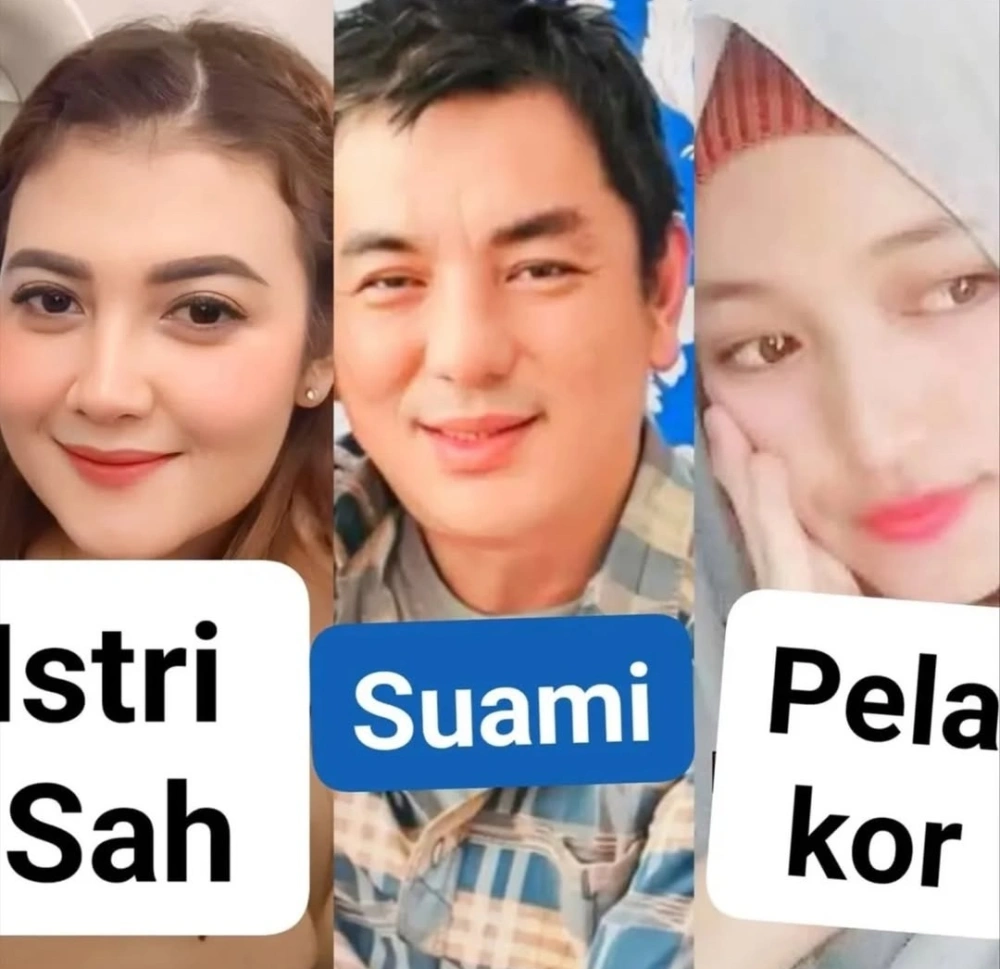 Potret kolase istri sah bersama suami dan wanita yang diduga selingkuhan suaminya. [Instagram @folkshitt]