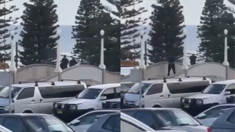 Pasangan ayah dan anak terekam melakukan penembakan di Bondi Beach, Australia. [X]