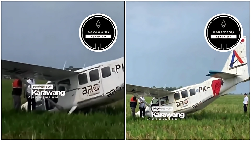 Pesawat Capung jatuh di pesawahan (Instagram)