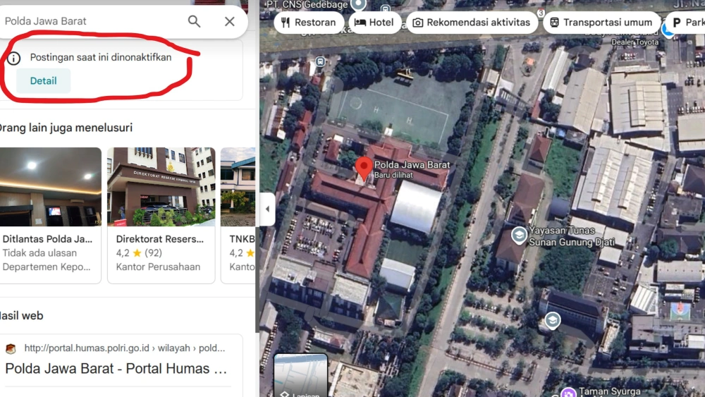 Peta Polda Jawa Barat.  [Google Maps]