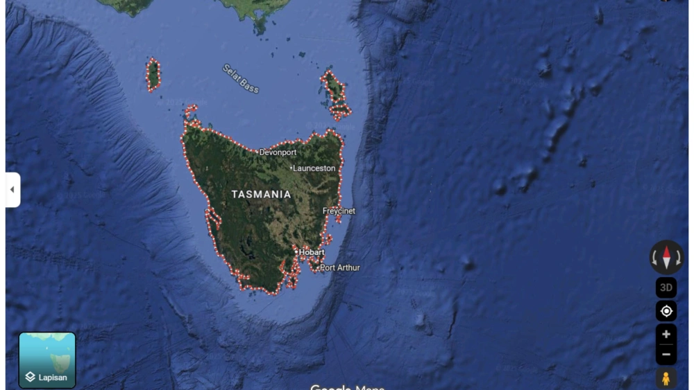 Peta Tasmania. [google maps]
