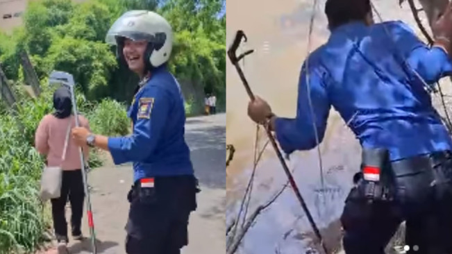 Viral Wanita Ini Kesal ke Pacar hingga  Lempar HP ke Sungai, Endingnya Panggil  Damkar