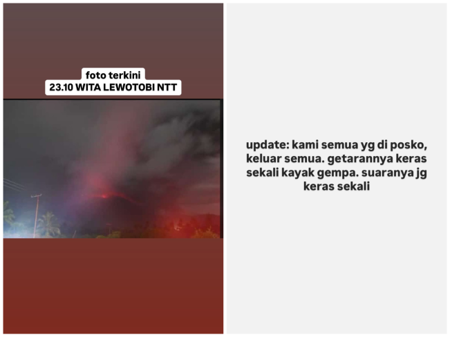 Detik-Detik Letusan Gunung Lewotobi: Cerita Sania Leonardo di Media Sosial