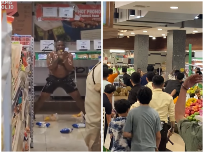 Pria Afrika Ngamuk di Swalayan  Hingga 'Guyur' Minyak Goreng ke Badannya