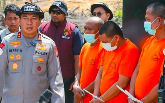 Para pelaku perambahan hutan lindung di riau/Foto: dok Polda Riau