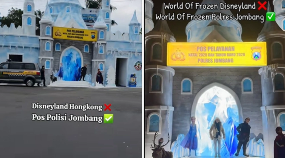 Bukan Disneyland! Pos Polisi Jombang Ini Disulap Jadi Dunia Frozen