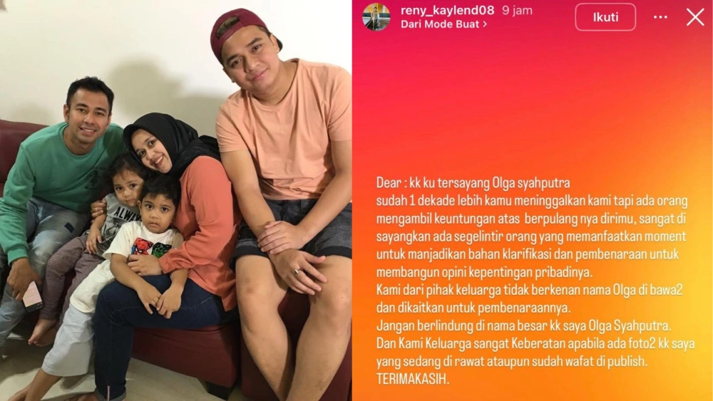 Postingan kemarahan Reny, adik Olga Syahputra terhadap Mak Vera. [Instagram]