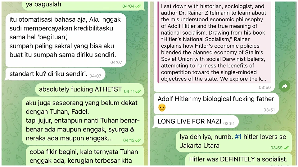 Unggahan Chatting terduga pelaku [TikTok]