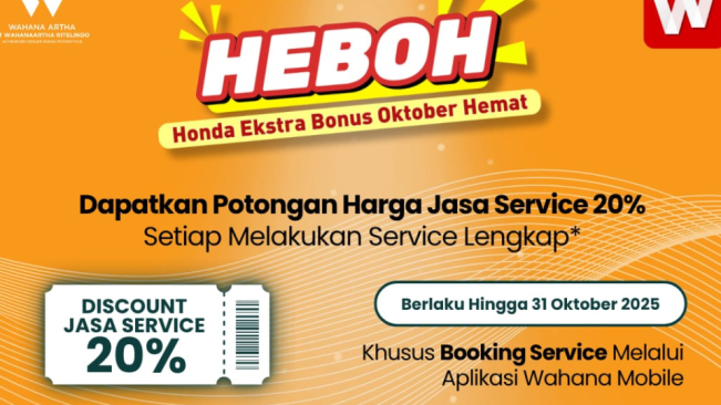 Cukup Booking Online, Langsung Dapat Diskon 20 Persen Service Honda di Wahana!