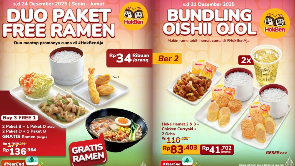 HokBen Banjir Promo Desember 2025: Mulai Rp 28 Ribuan, Ada Free Ramen!