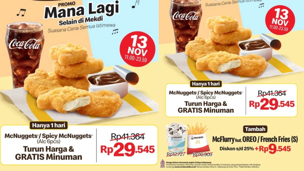 Promo McDonald’s 'Happy Nugget Day' hanya berlaku 13 November 2025. [Instagram]