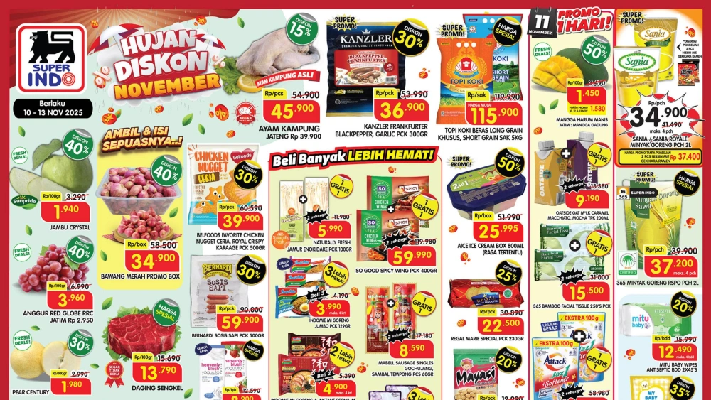 Daftar Promo Superindo Senin, 10 November 2025: Promo Gede-gedean 25-50 Persen