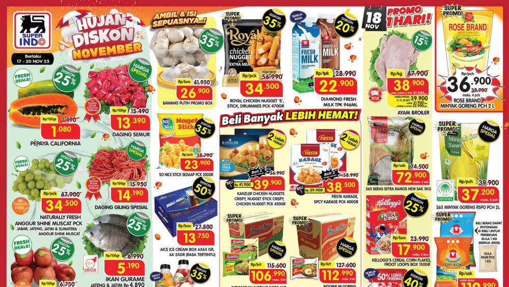 Promo Superindo Senin, 17 November 2025: Diskon Awal Pekan hingga 50 Persen