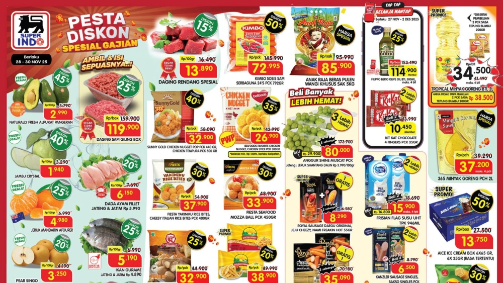 Daftar Promo Superindo Jumat, 28 November 2025: Diskon hingga Akhir Pekan 30-50 Persen