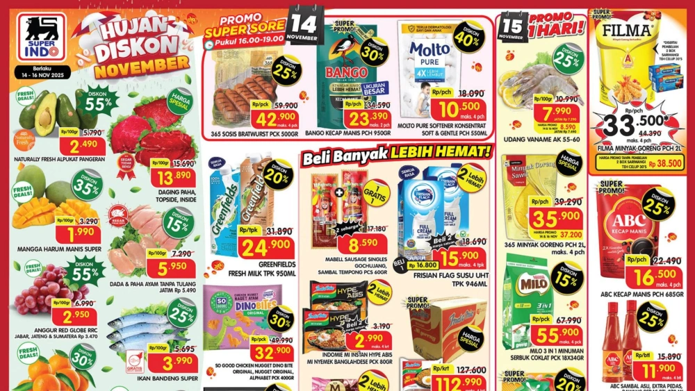 Promo Superindo Jumat, 14 November 2025: Diskon 30-55 Persen hingga Weekend