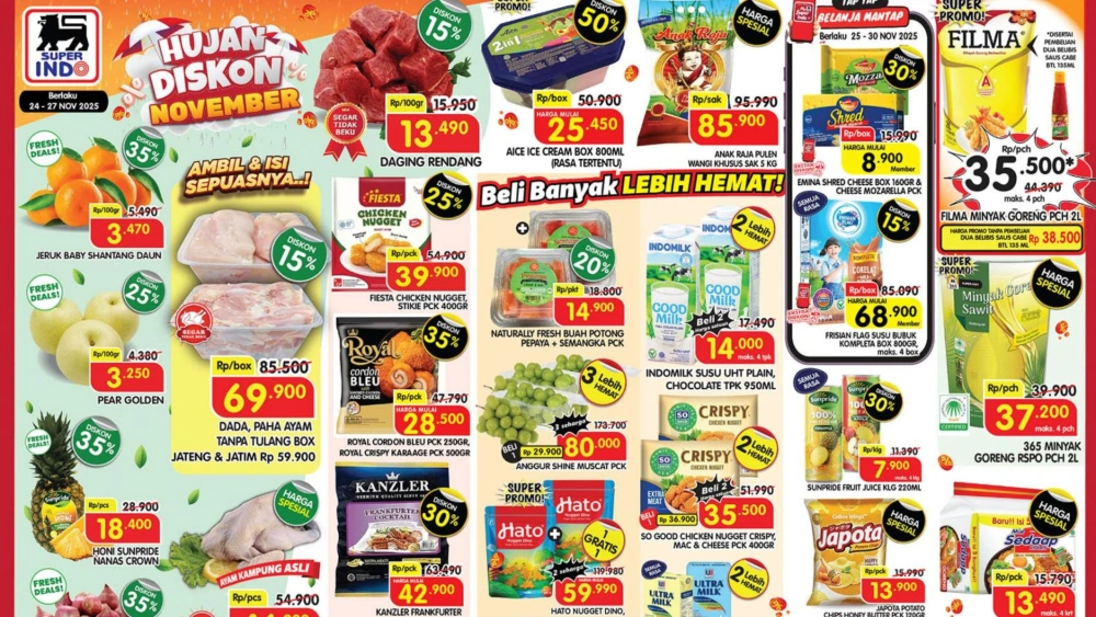 Daftar Promo Superindo Senin, 24 November 2025: Diskon Awal Pekan 30-53 Persen